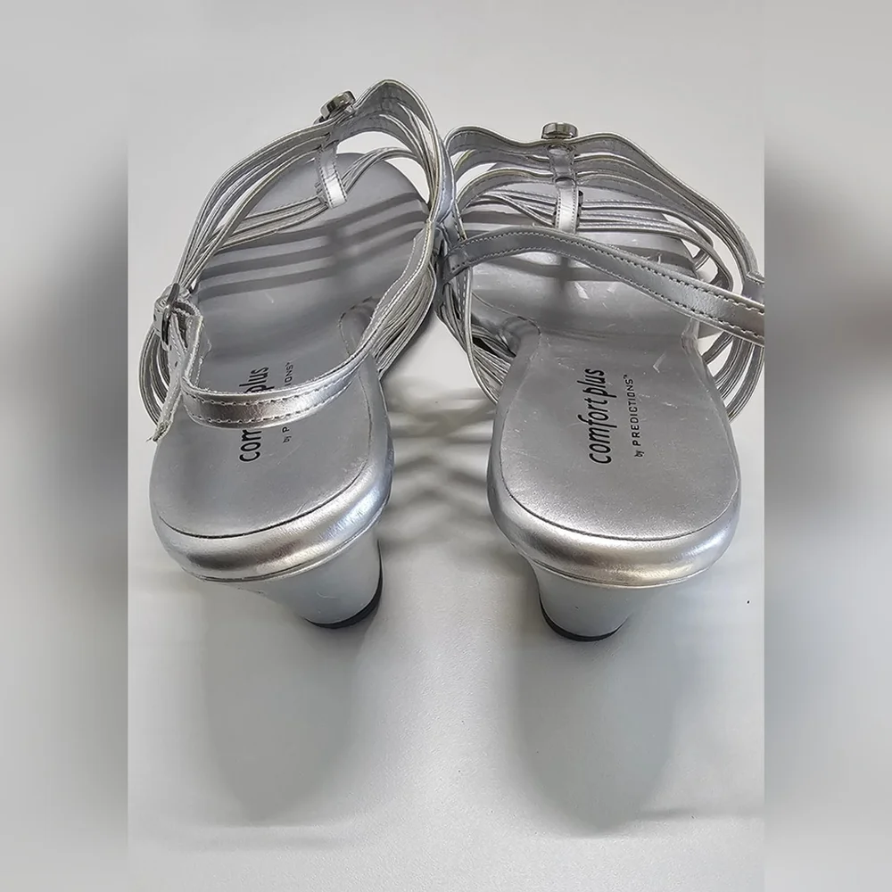 Women's Silver Strappy Sandals Sz 11 - Picture 3 of 5